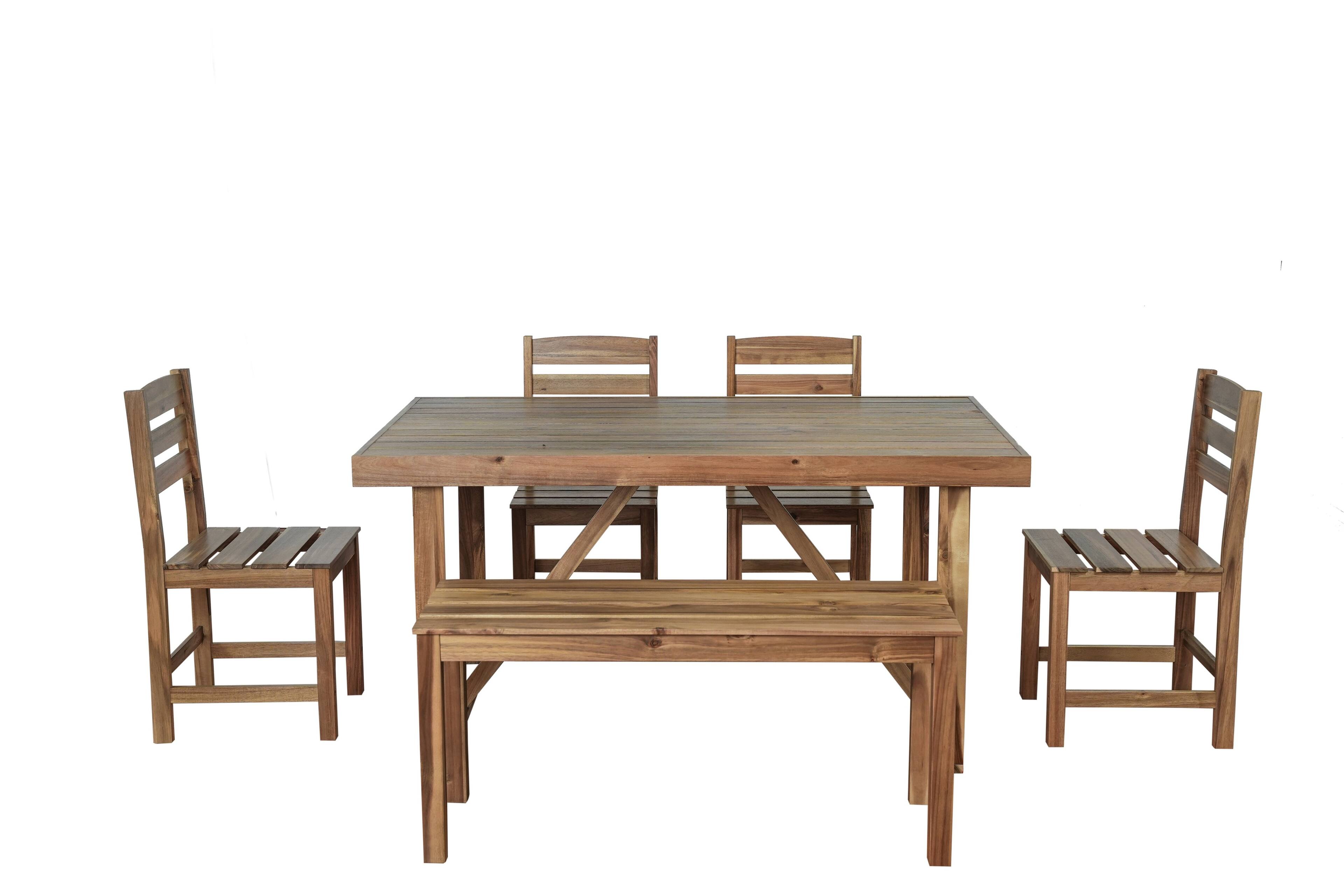 Alt View 2. Mondawe - 5 Pieces Acacia Wood Outdoor Table and Chair Set - Natural.
