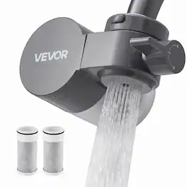 VEVOR - Faucet Mount Water Filter, Horizontal Water Purifier for Sink Tap, Carbon Fiber Filter, Removes Chlorine Lead - Gray
