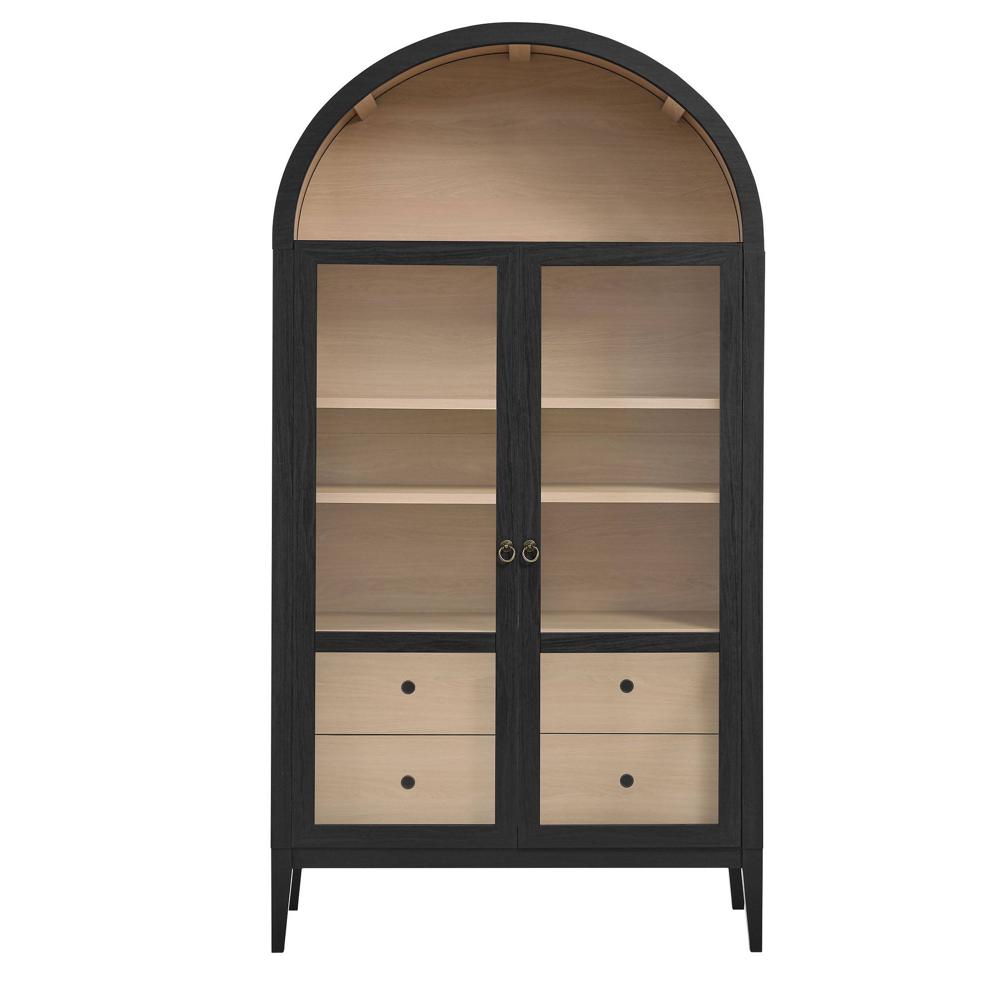 Alt View 4. Modway - Nolan 74" Tall Wide Arched Storage Display Cabinet by Modway - Black Oak.