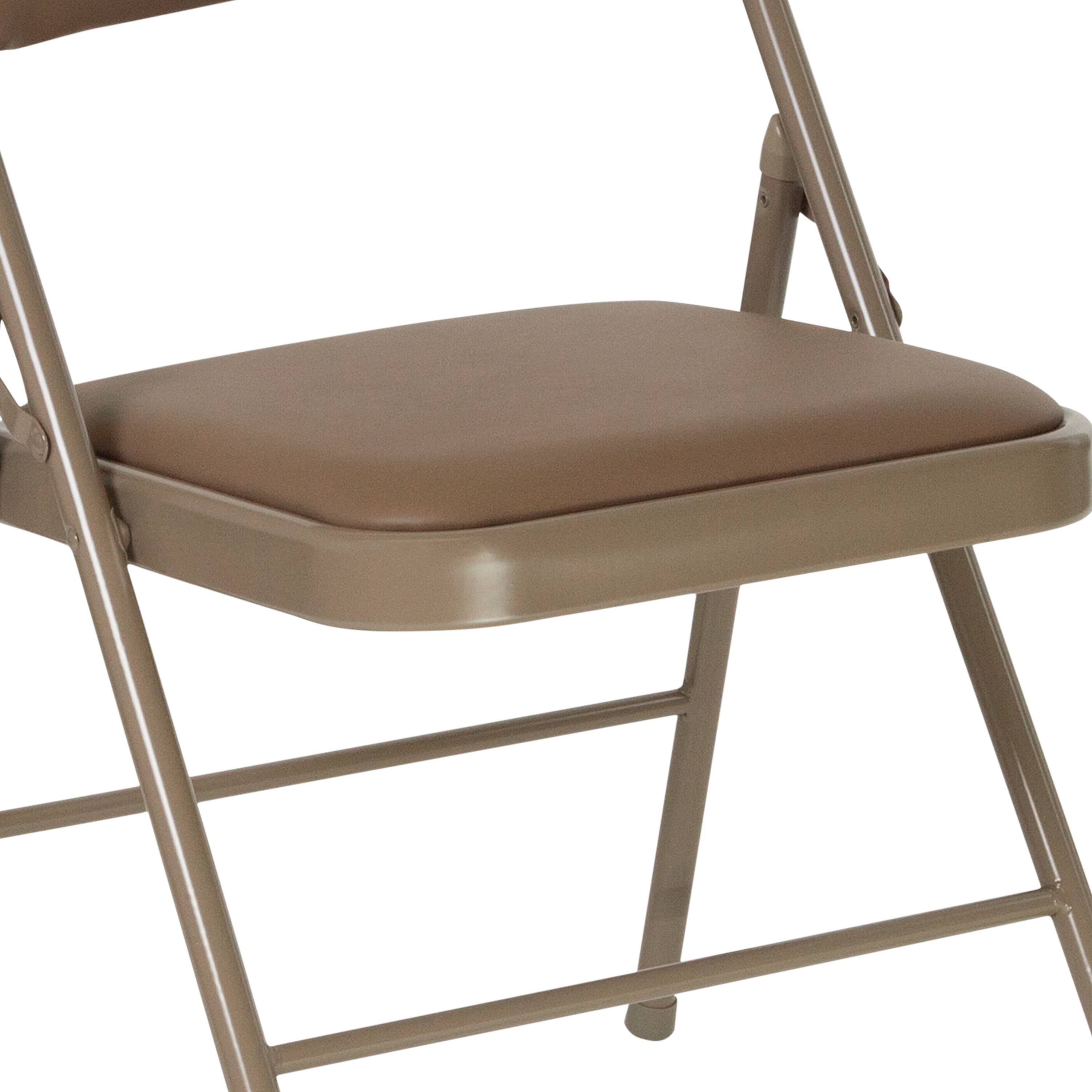 Alt View 9. Emma + Oliver - 2 Pack Home & Office Portable Vinyl Folding Metal Event Chair - Beige.