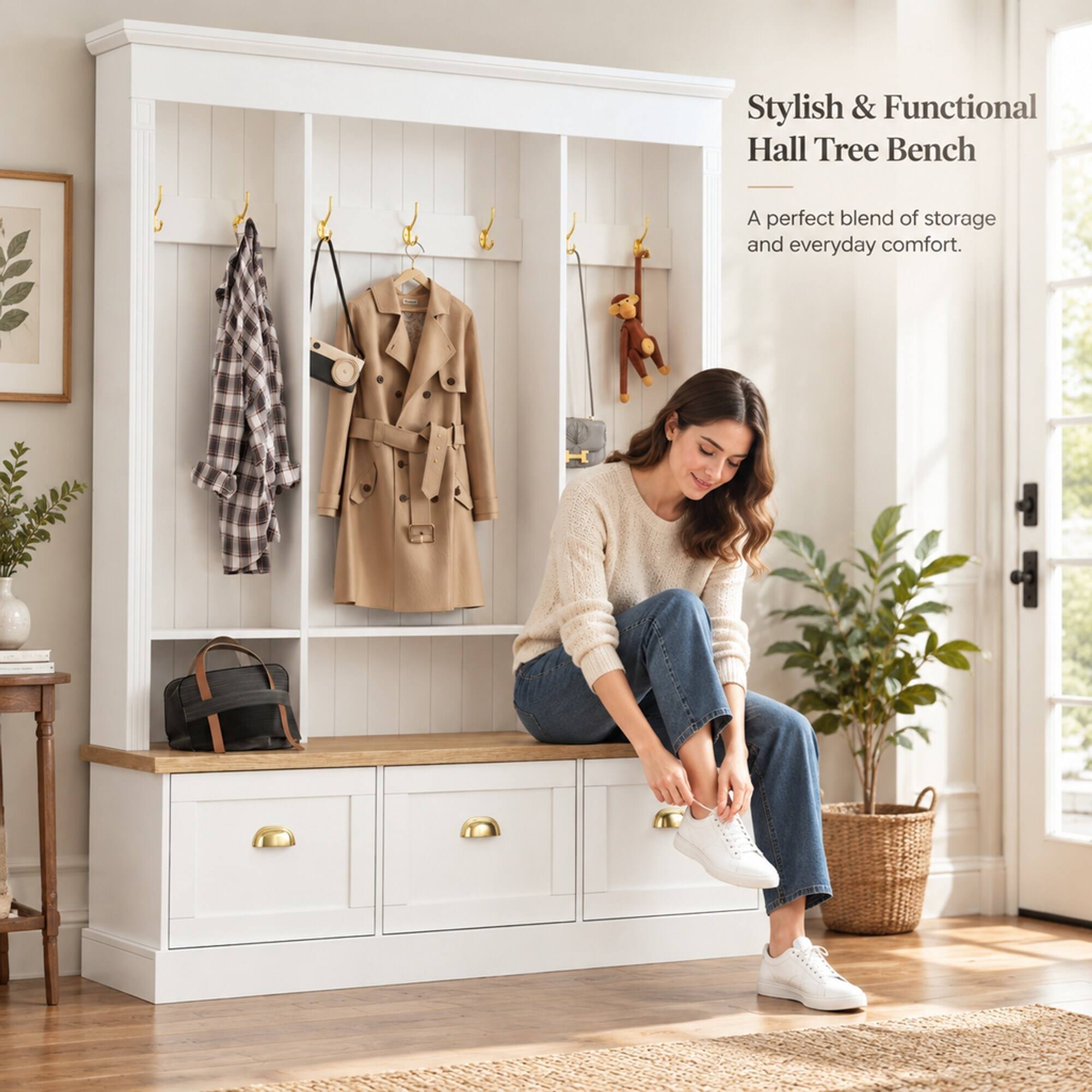 Stylish & Functional Hall Tree Bench

A perfect blend of storage and everyday comfort.