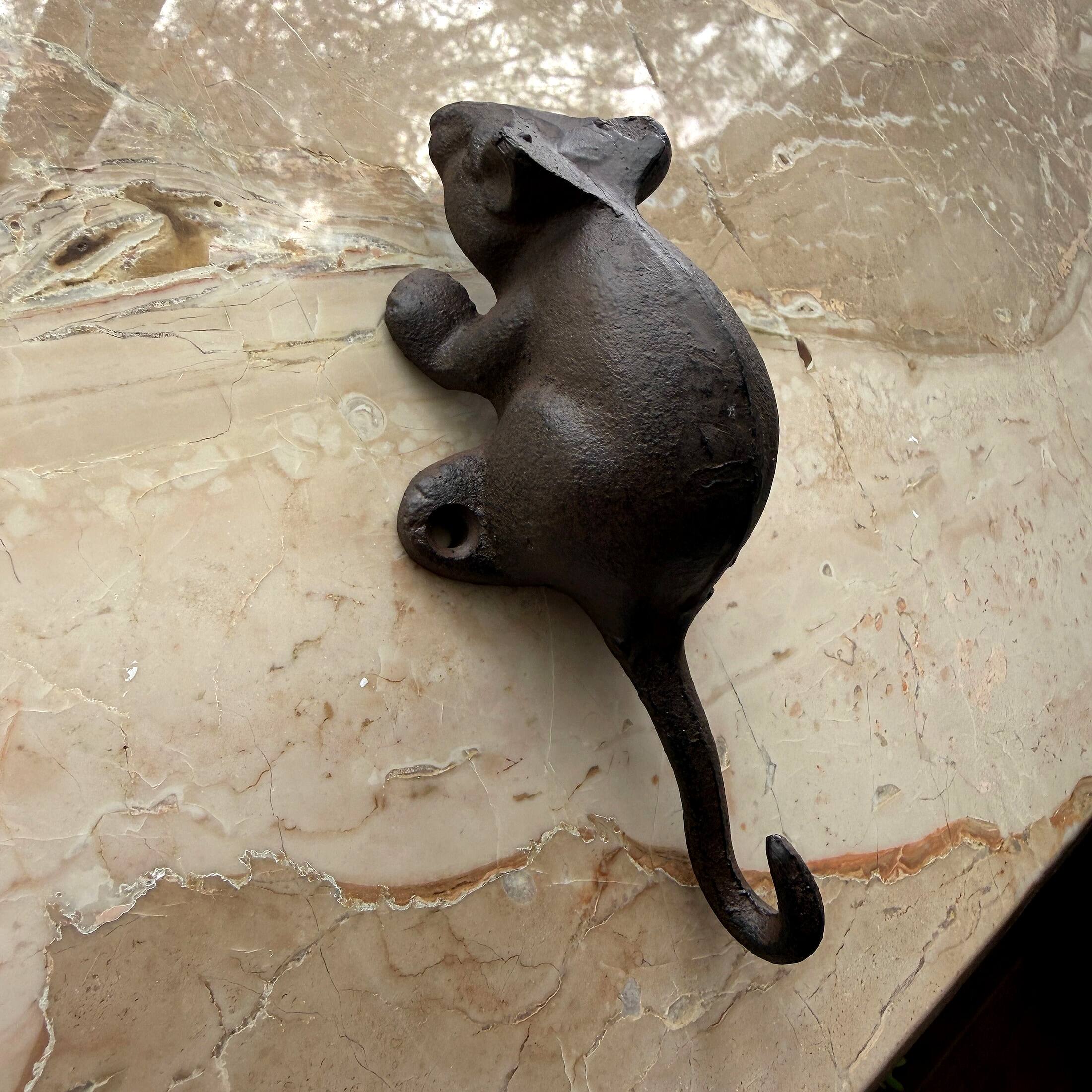 Alt View 4. Things2Die4 - Set of 4 Mouse Wall Hooks Distressed Brown Cast Iron 6 in Decorative - Brown.