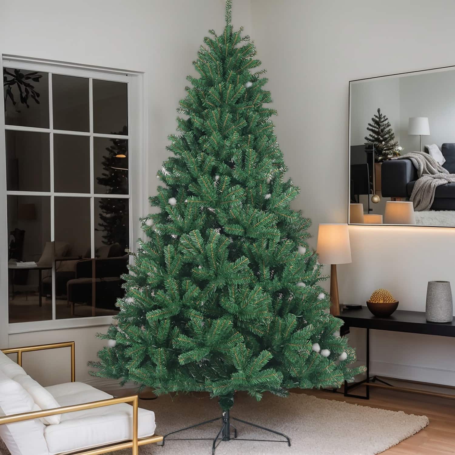 Resenkos - 6ft Artificial Christmas Tree Full Natural Spruce PVC Fir Tree Foldable Metal Stand Unlit - Green