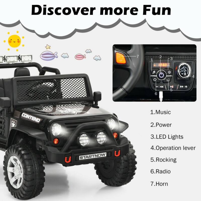 Discover more Fun
1. Music
2. Power
3. LED Lights
4. Operation lever
5. Rocking
6. Radio
7. Horn