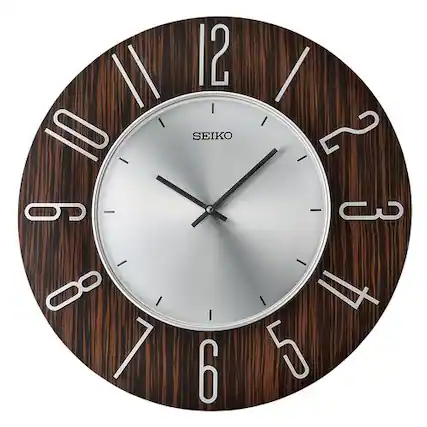 Front. Seiko - Seiko 20" Sara Wall Clock - Brown - Brown.