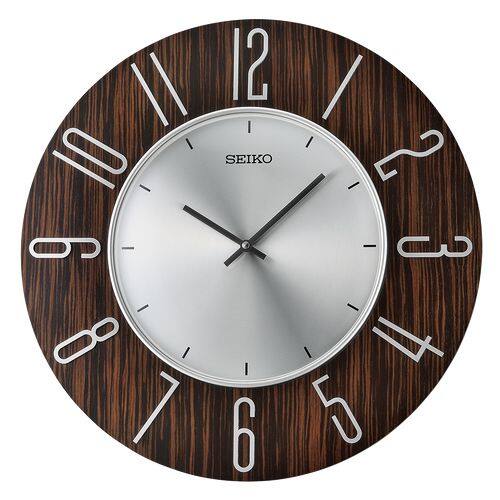 Front. Seiko - Seiko 20" Sara Wall Clock - Brown - Brown.