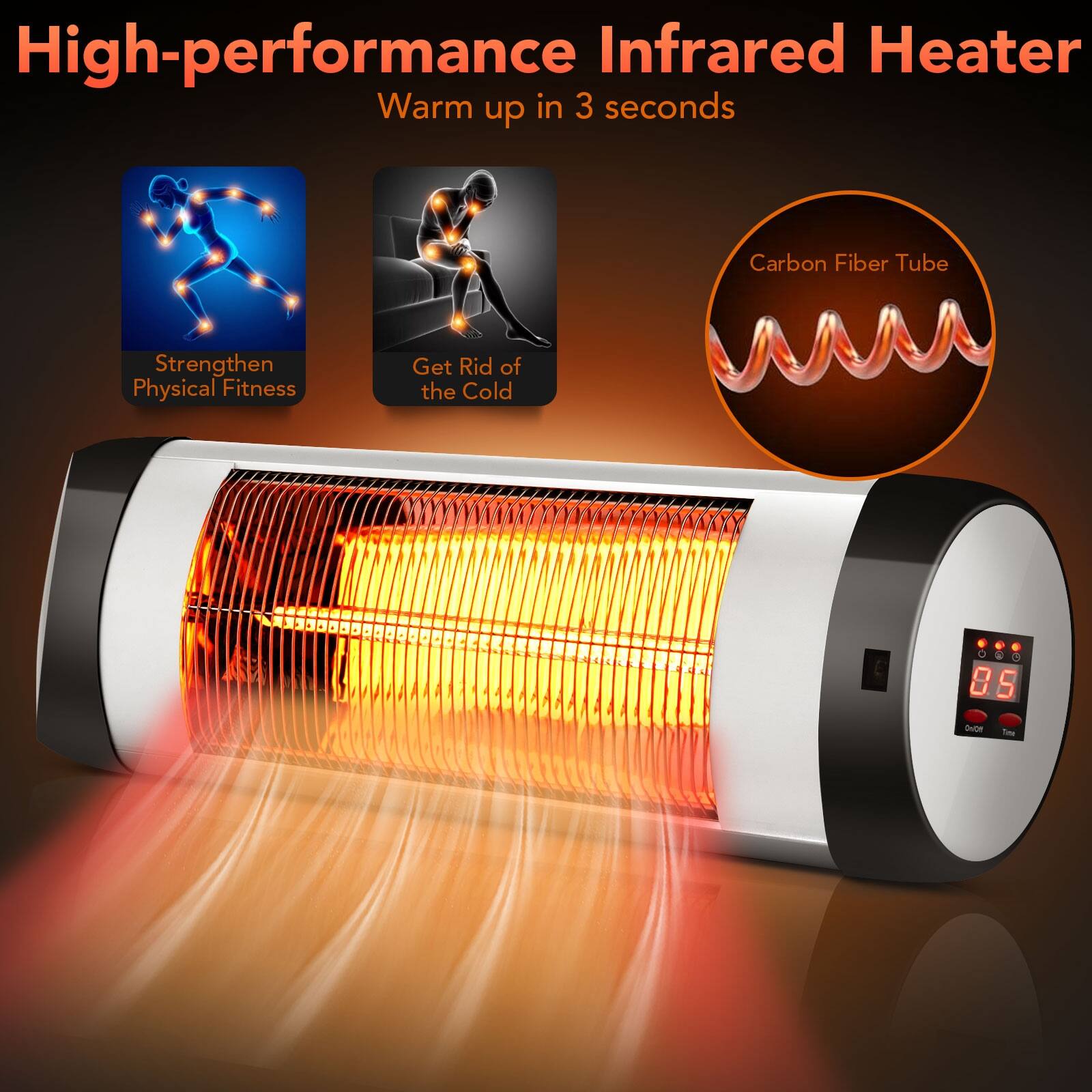 High-performance Infrared Heater, Warm up in 3 seconds, Carbon Fiber Tube, Strengthen Physical Fitness, Get Rid of the Cold
