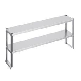 VEVOR - Double Overshelf, Double Tier Stainless Steel Overshelf, 12 x 60 Inch Double Deck Overshelf - Silver
