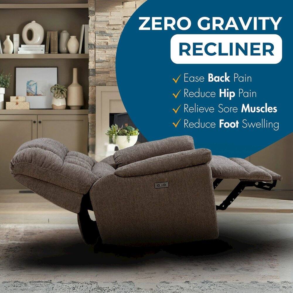 ZERO GRAVITY RECLINER

- Ease Back Pain
- Reduce Hip Pain
- Relieve Sore Muscles
- Reduce Foot Swelling
