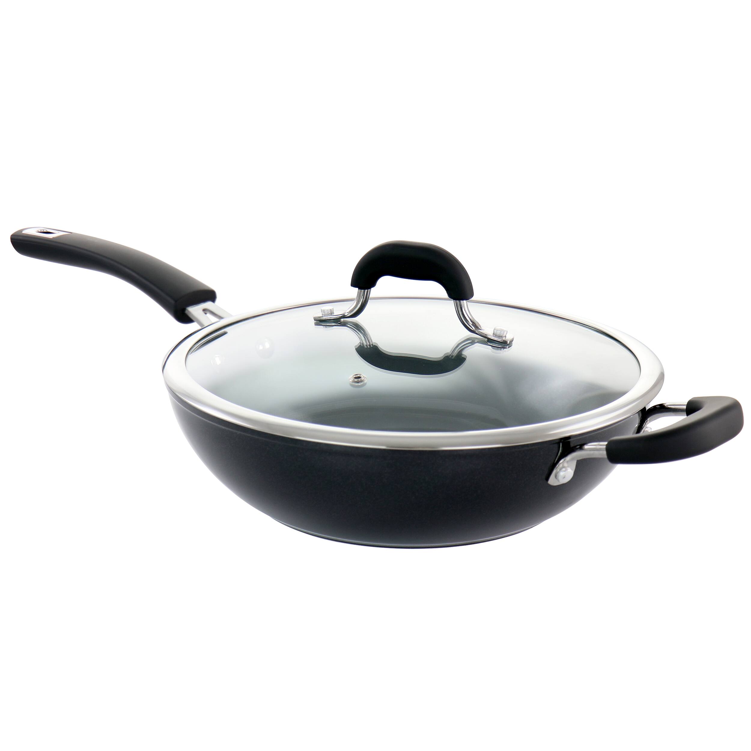 Front. Kenmore - Kenmore Arlington 11 Inch Nonstick Aluminum Wok in Black Diamond - Black.