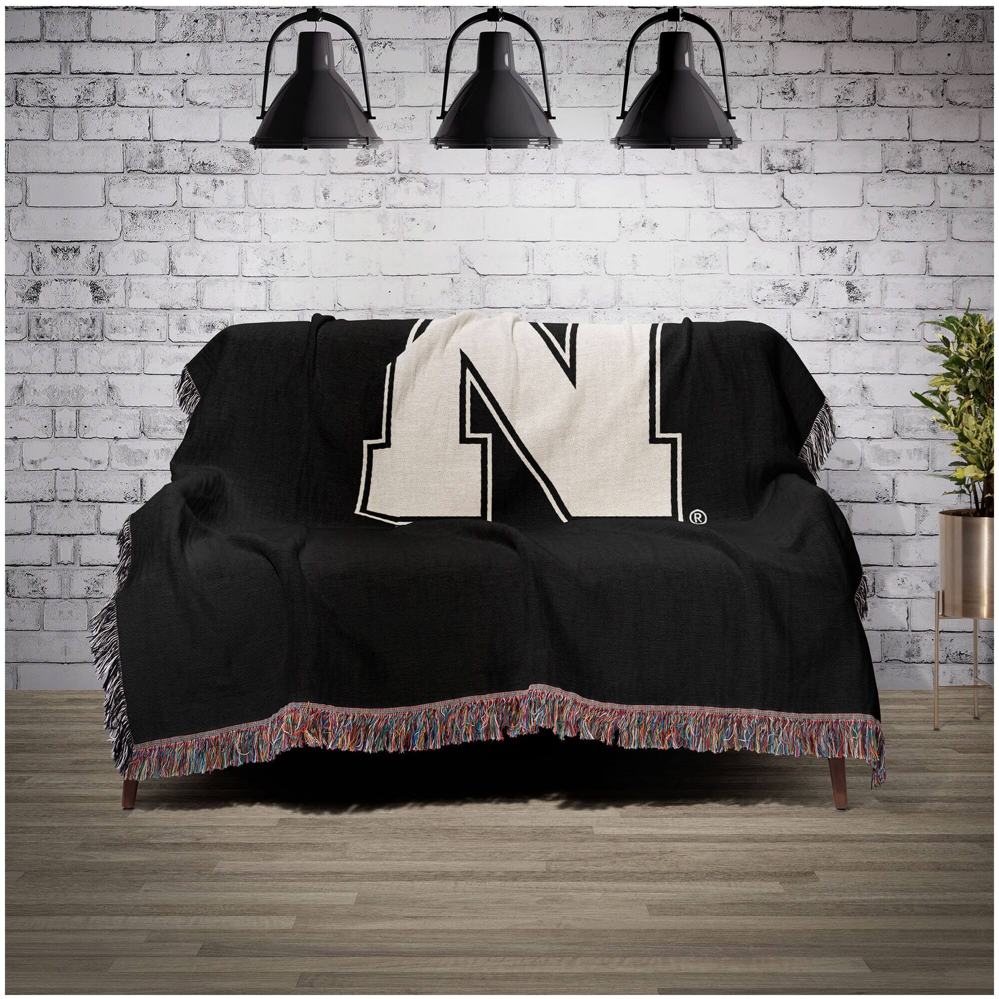 Alt View 1. Chad & Jake - Nebraska Huskers Woven Blanket - Black.