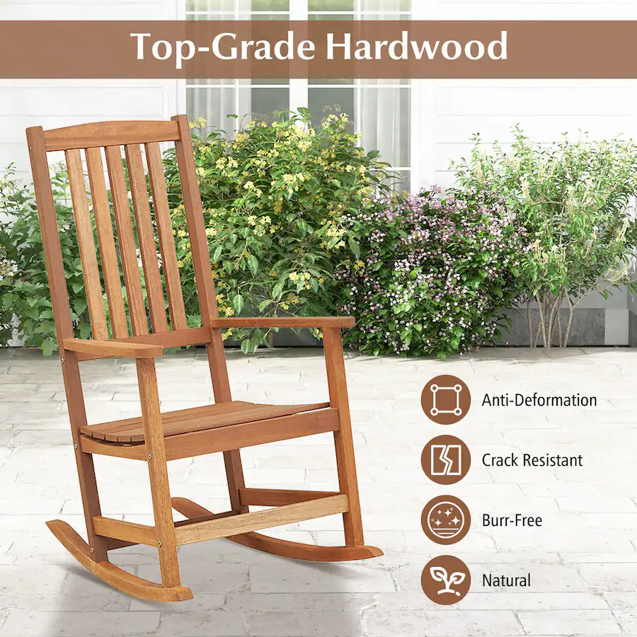Smooth Rocker Chair Gymax Rocking Chair High Back Outdoor Rocker with Smooth Rocking Base ...