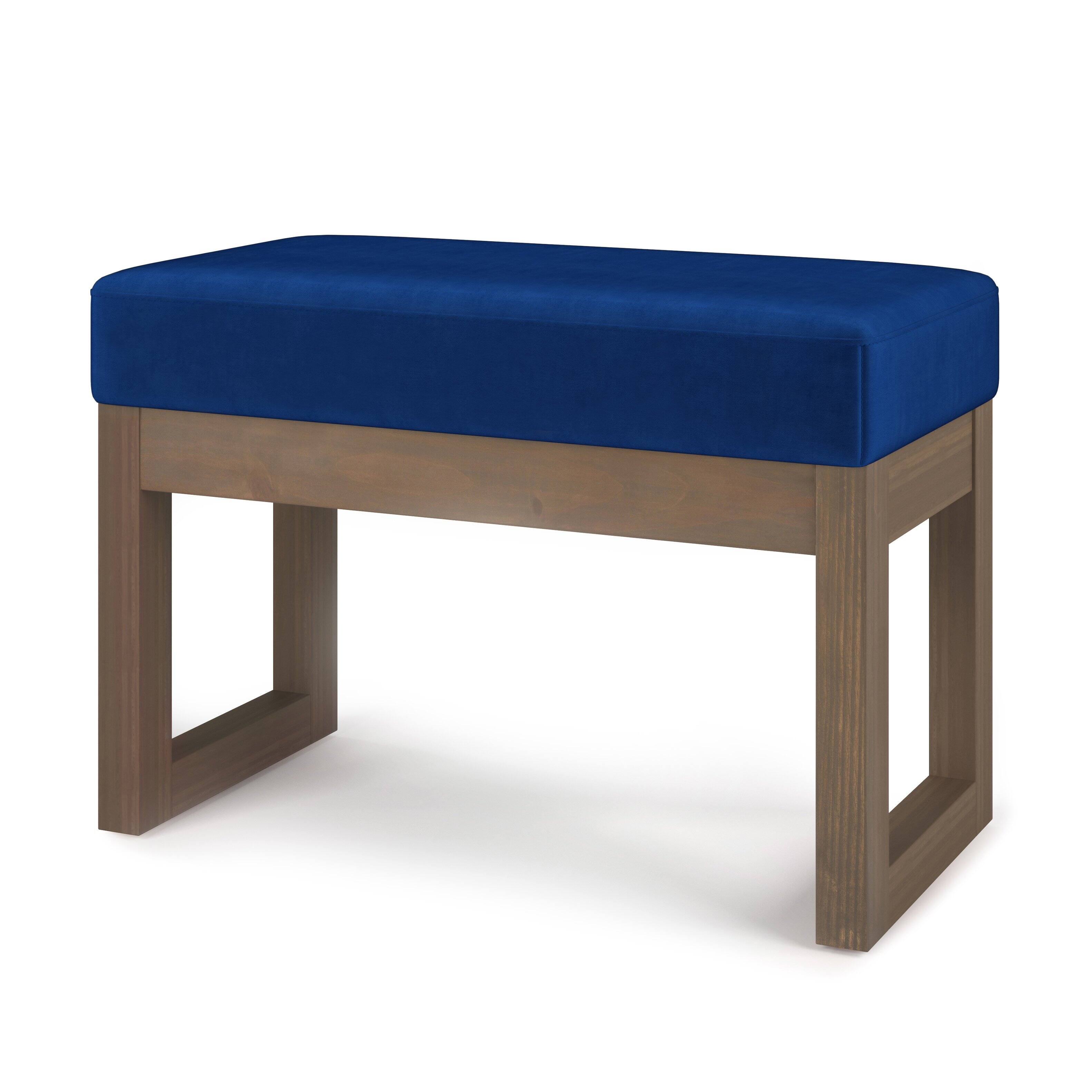 Angle. Simpli Home - Milltown Footstool Small Ottoman Bench - Blue.