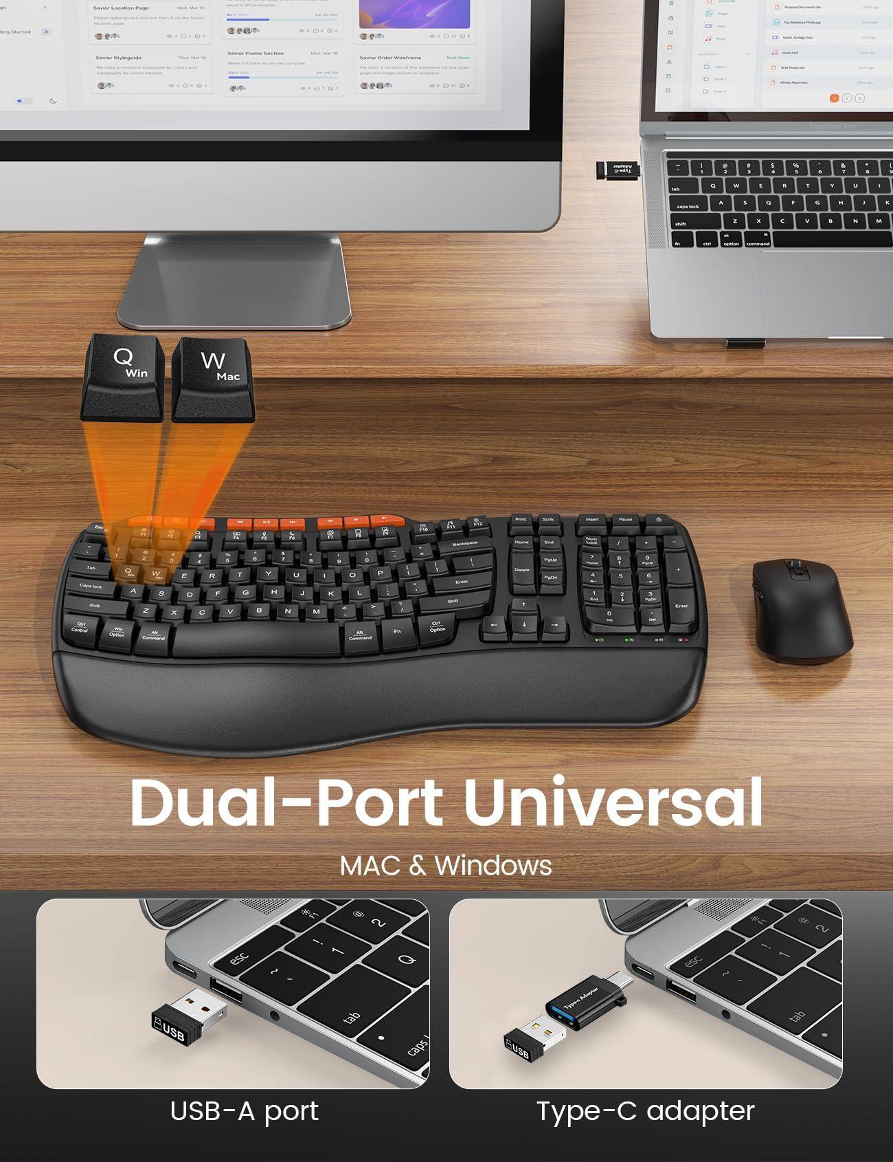 Dual-Port Universal  
MAC & Windows  

USB-A port  
Type-C adapter