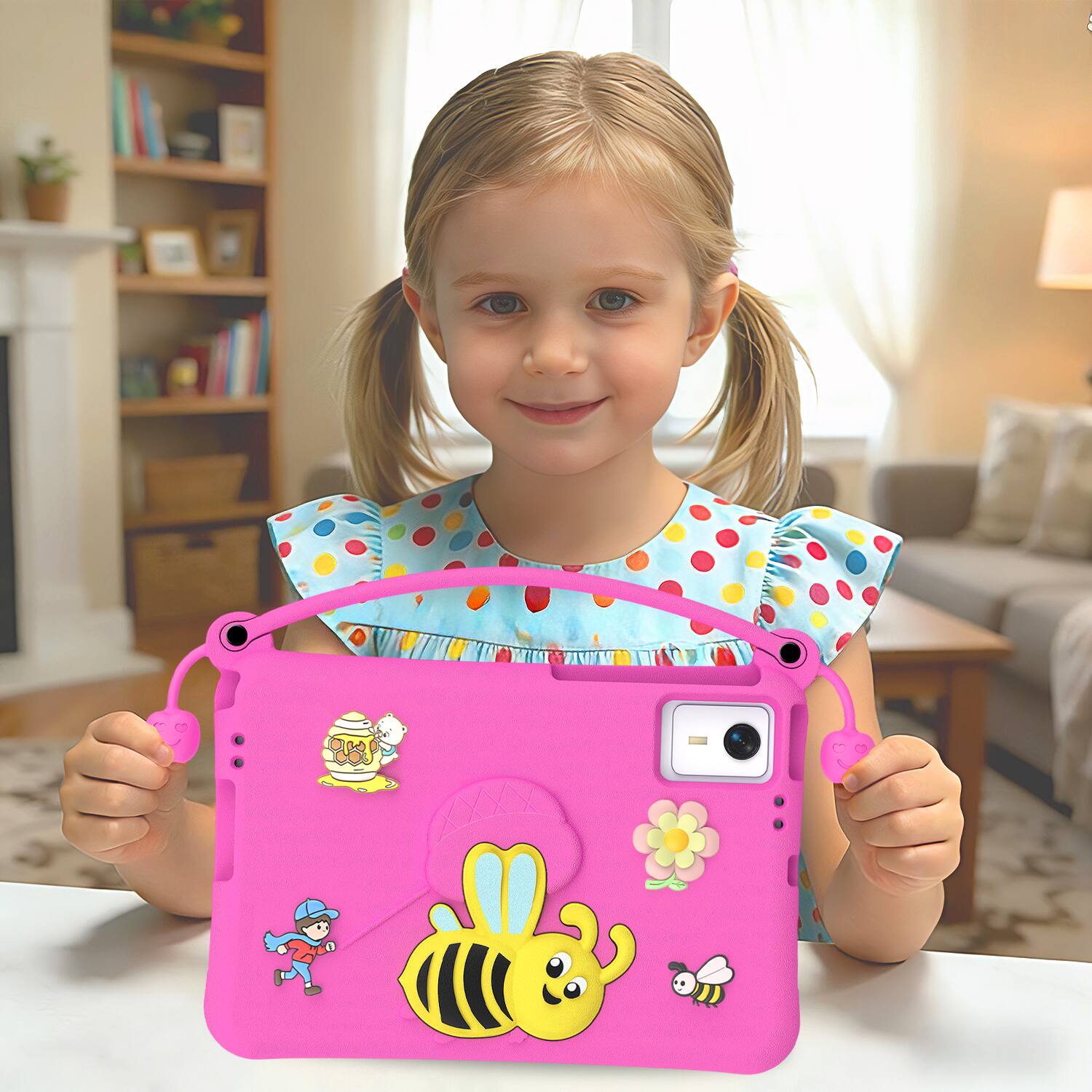 Alt View 2. Dteck - for Samsung Galaxy Tab S11 1"2025(X730/X736) Kids EVA Tablet Case, Cut Cartoon Folding Stand Shockproof Cover + Handle - Pink.