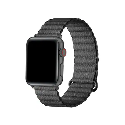 Front. Posh Tech - Dakota Magnetic Leather Band for Apple Watch - Black.