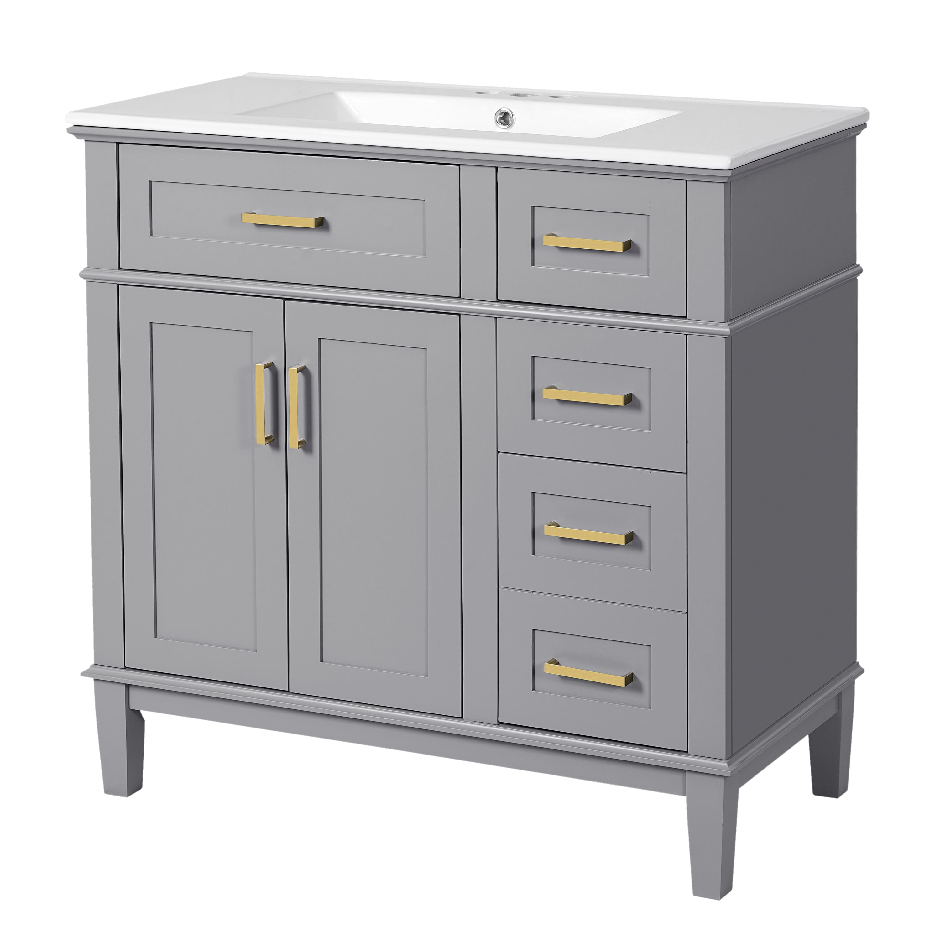 36" Bathroom Vanity with Sink, Soft-Close Doors, 4 Drawers, Elegant Storage Cabinet, Modern Bath Design