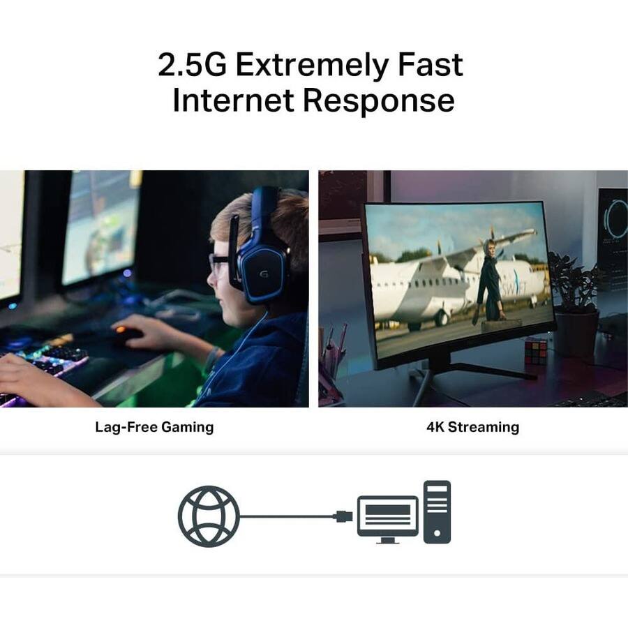 2.5G Extremely Fast Internet Response

- Lag-Free Gaming
- 4K Streaming