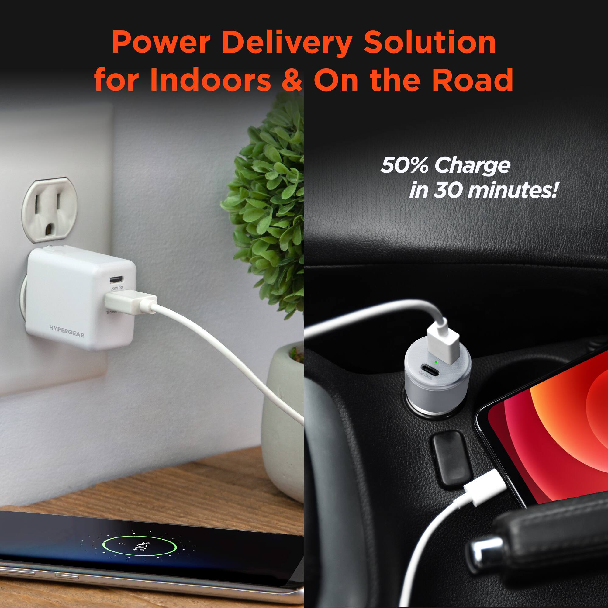 Power Delivery Solution for Indoors & On the Road  
50% Charge in 30 minutes!  
HYPERGEAR A2