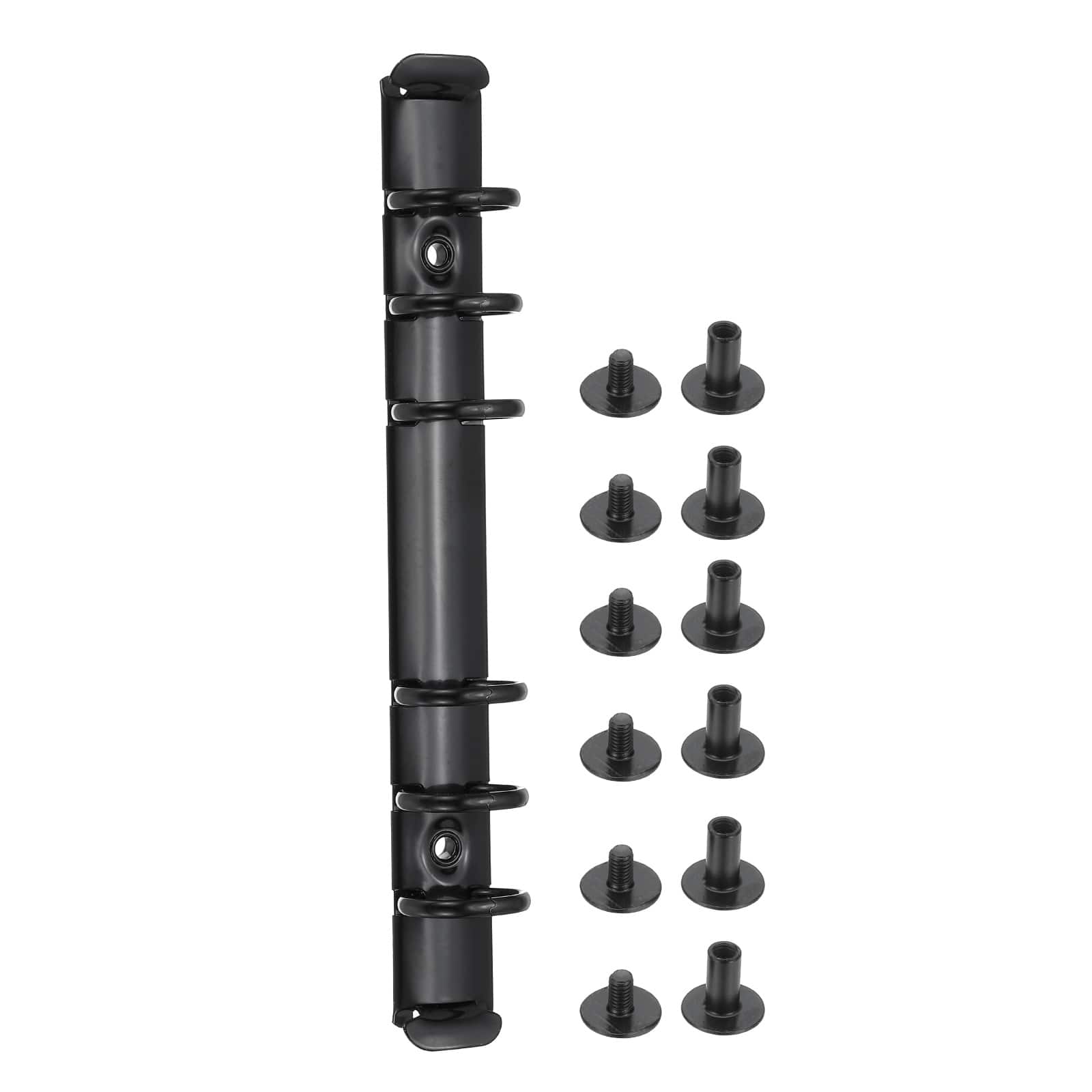 Unique Bargains - 3 Sets 6-Hole Ring Binder, A6 20mm Book Binding Kit Planner Maker Binder Ring Clip Mechanisms with Screw - Black