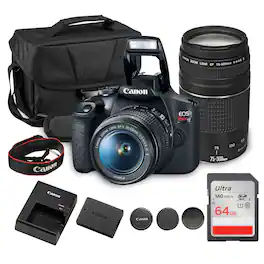 Canon - EOS Rebel T7 DSLR Camera Dual Lens Kit 18-55mm 75-300mm Bundle