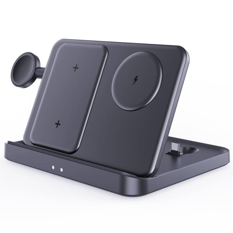 Angle. RISOKEYS - Magnetic Wireless Charger - Supports iPhone and Earphones Charging, Vertical Stand Design-Not Suitable for Apple Watch - Black.