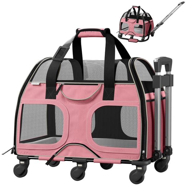 Katziela - Luxury Rider Pet Carrier with Removable Wheels and Telescopic Handle