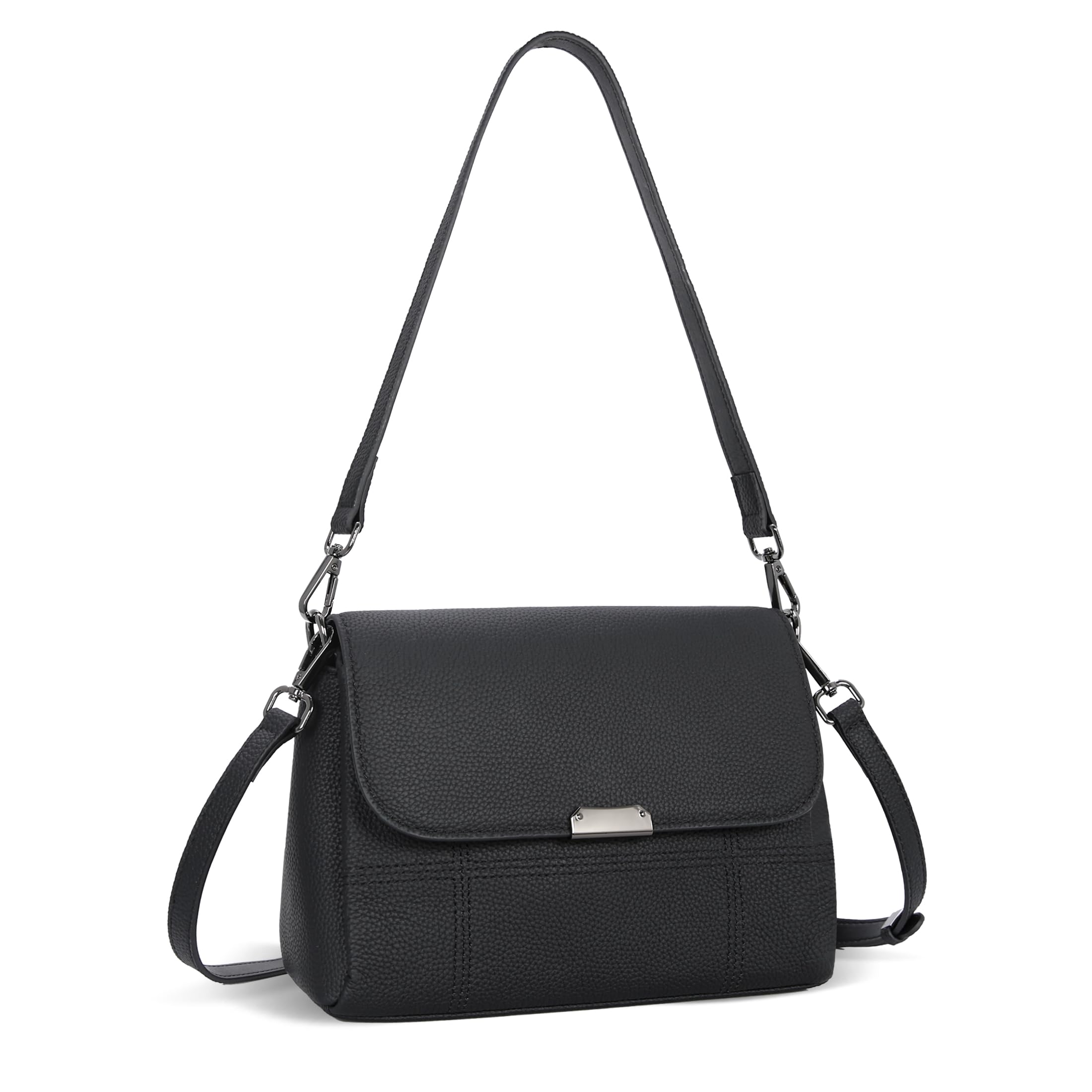 Front. Vulpecula Spade - Genuine Leather Purses for Women Crossbody Bags Designer Shoulder Handbags Ladies Purses Casual Bag - Black.