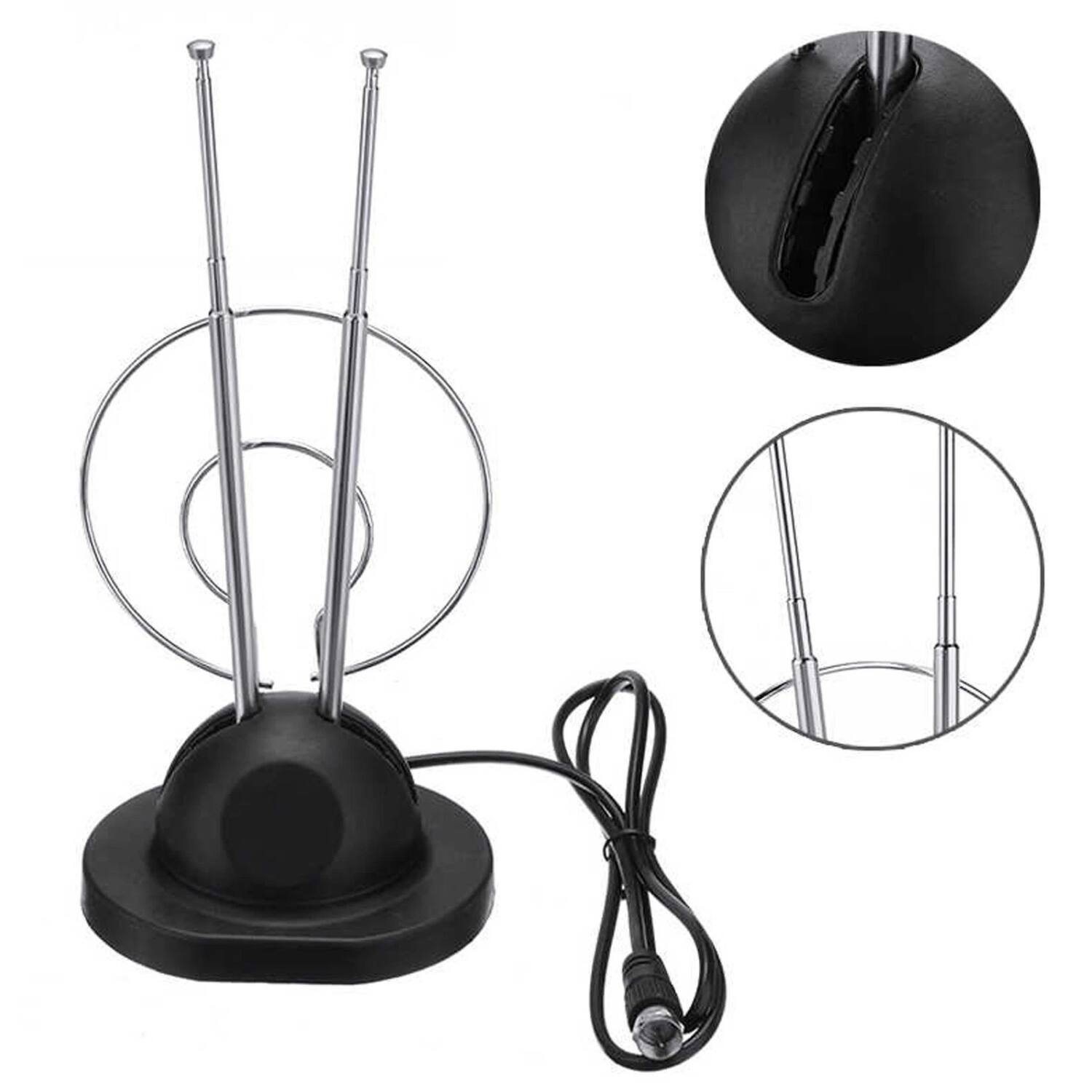 Back. Home Collection - Trisonic Rabbit Ear Indoor TV Antenna with Coax Cable - Black.