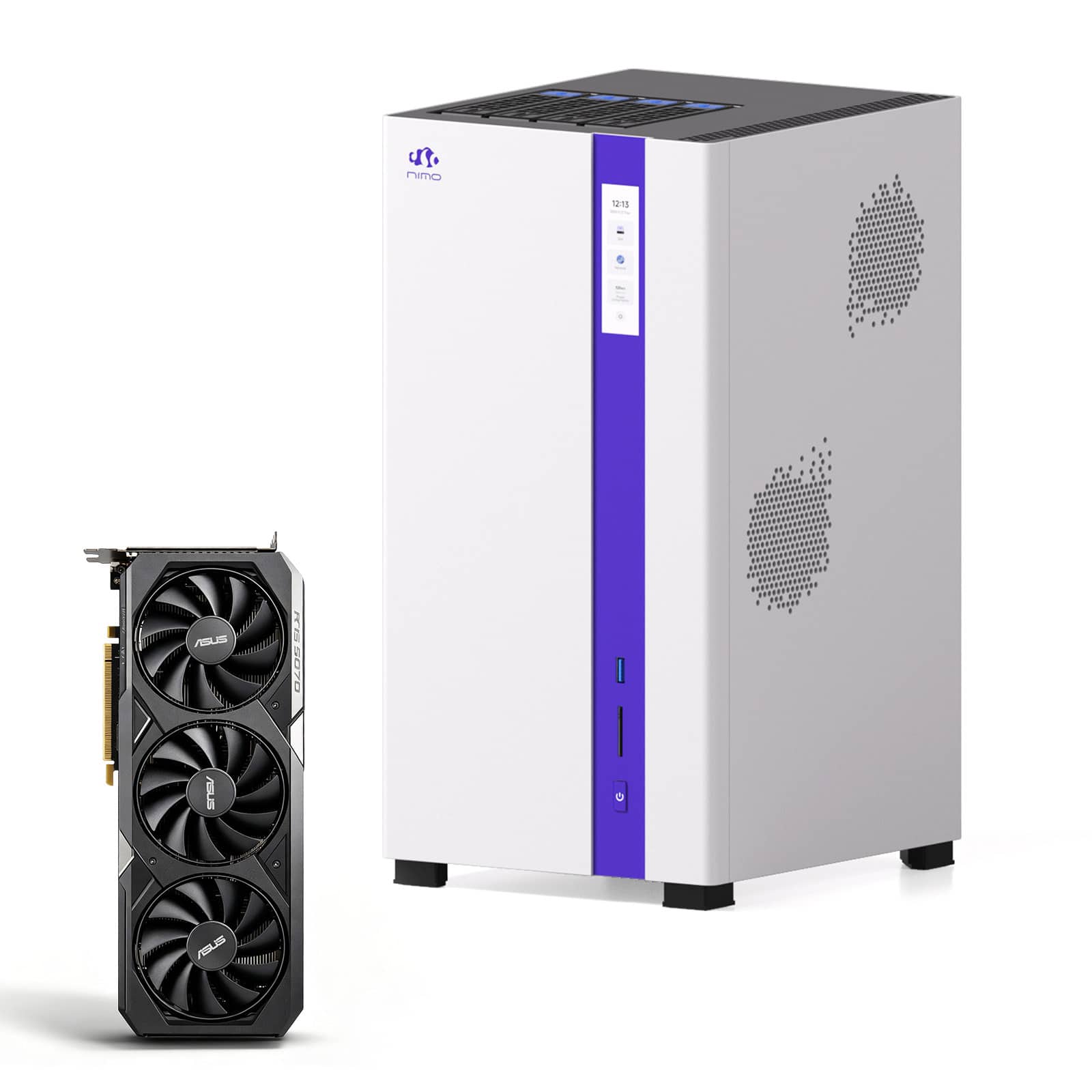 NIMO - AI NAS Agentic Computer Mini PC AMD Ryzen 7 PRO 8845HS, Nvidia RTX 5070 GPU132TB ZFS Hybrid Storage Dual 10GbE - White price history on PriceWatchPro