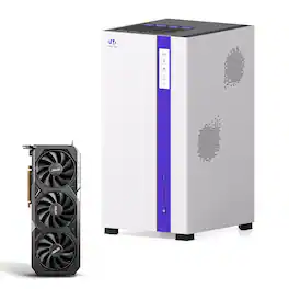 NIMO - AI NAS Agentic Computer Mini PC AMD Ryzen 7 PRO 8845HS, Nvidia RTX 5070 GPU132TB ZFS Hybrid Storage Dual 10GbE - White
