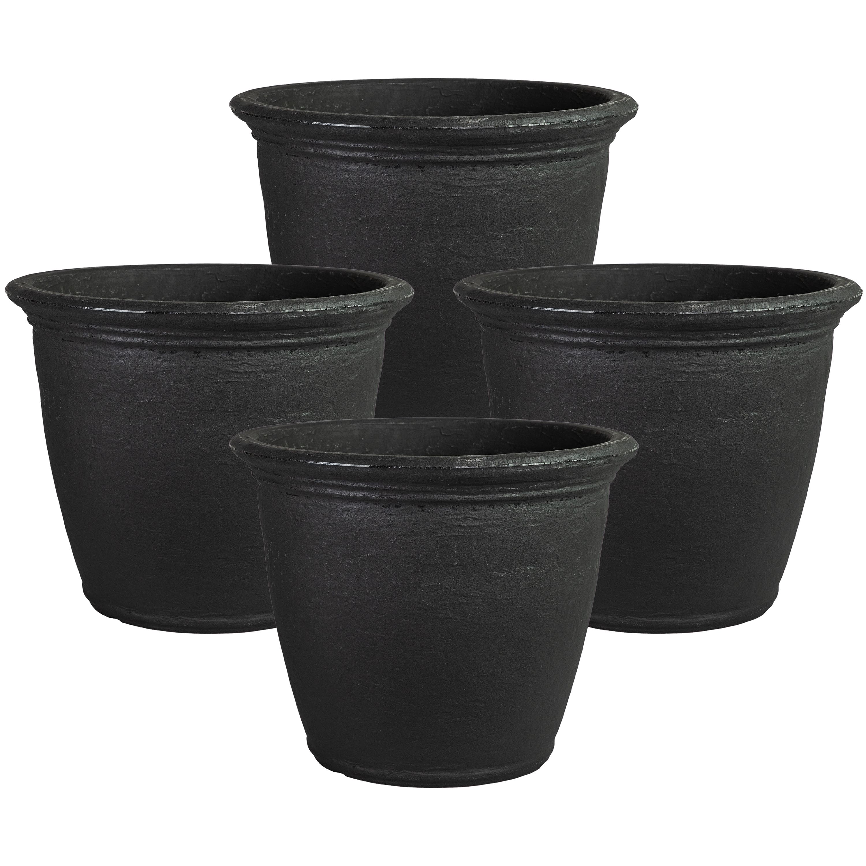 Sunnydaze - 20 in Anjelica Dual-Wall Polyresin Planter - Set of 4 - Matte Black price history on PriceWatchPro