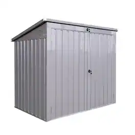 Mondawe - 2 Trash Cans Stainless Galvanized Steel Outdoor Bin Shed - Gray