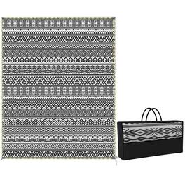Outsunny - Rug Carpet with USB Lights Reversible Patio Rug with Carry Bag for Camping 10' x - Black, White