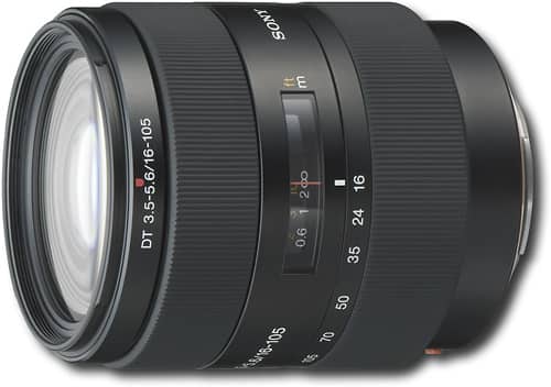 Front. Sony - DT 16-105mm f/3.5-5.6 A-Mount Standard Zoom Lens - Black.