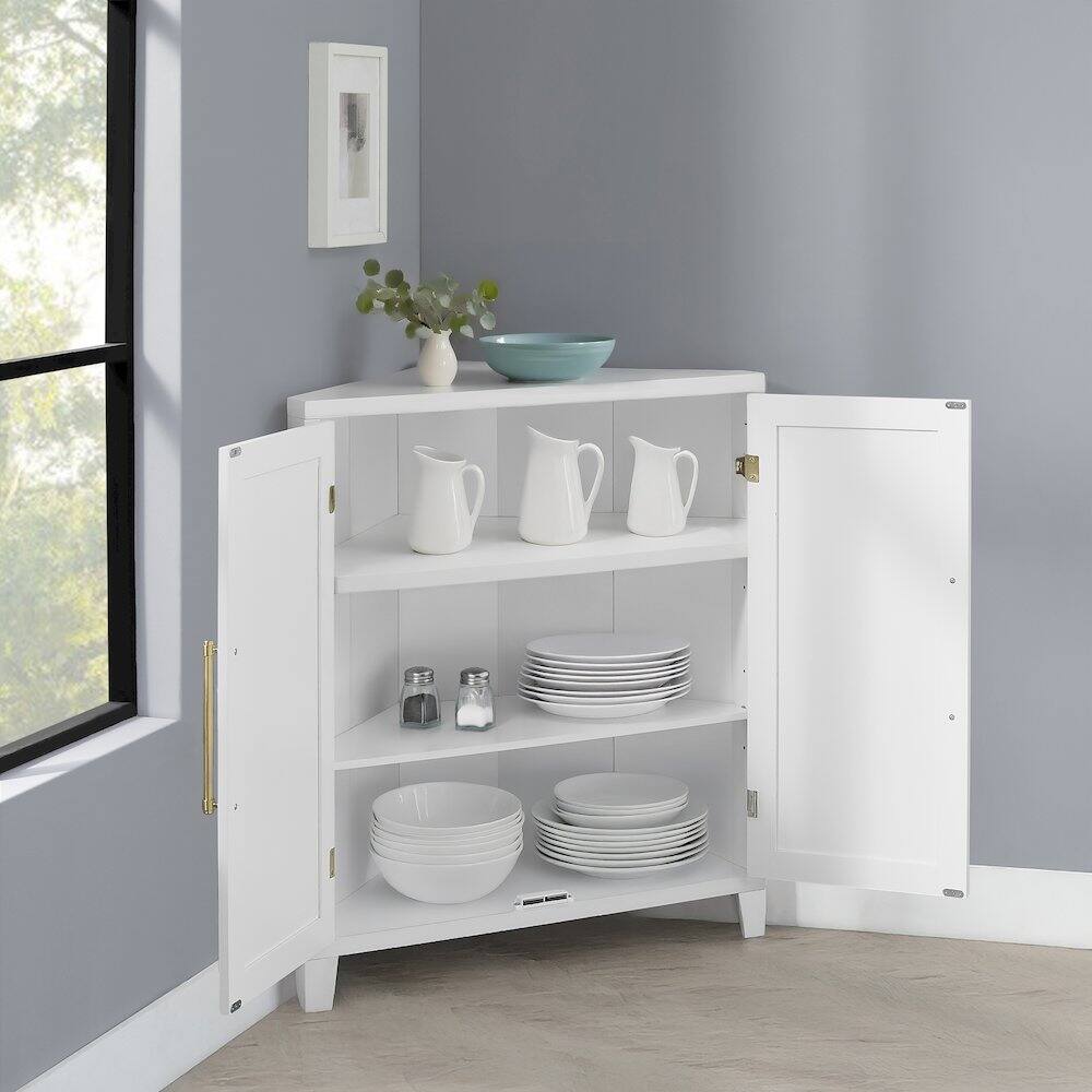 Alt View 4. Crosley Furniture - Roarke Stackable Corner Kitchen Storage Pantry - White.