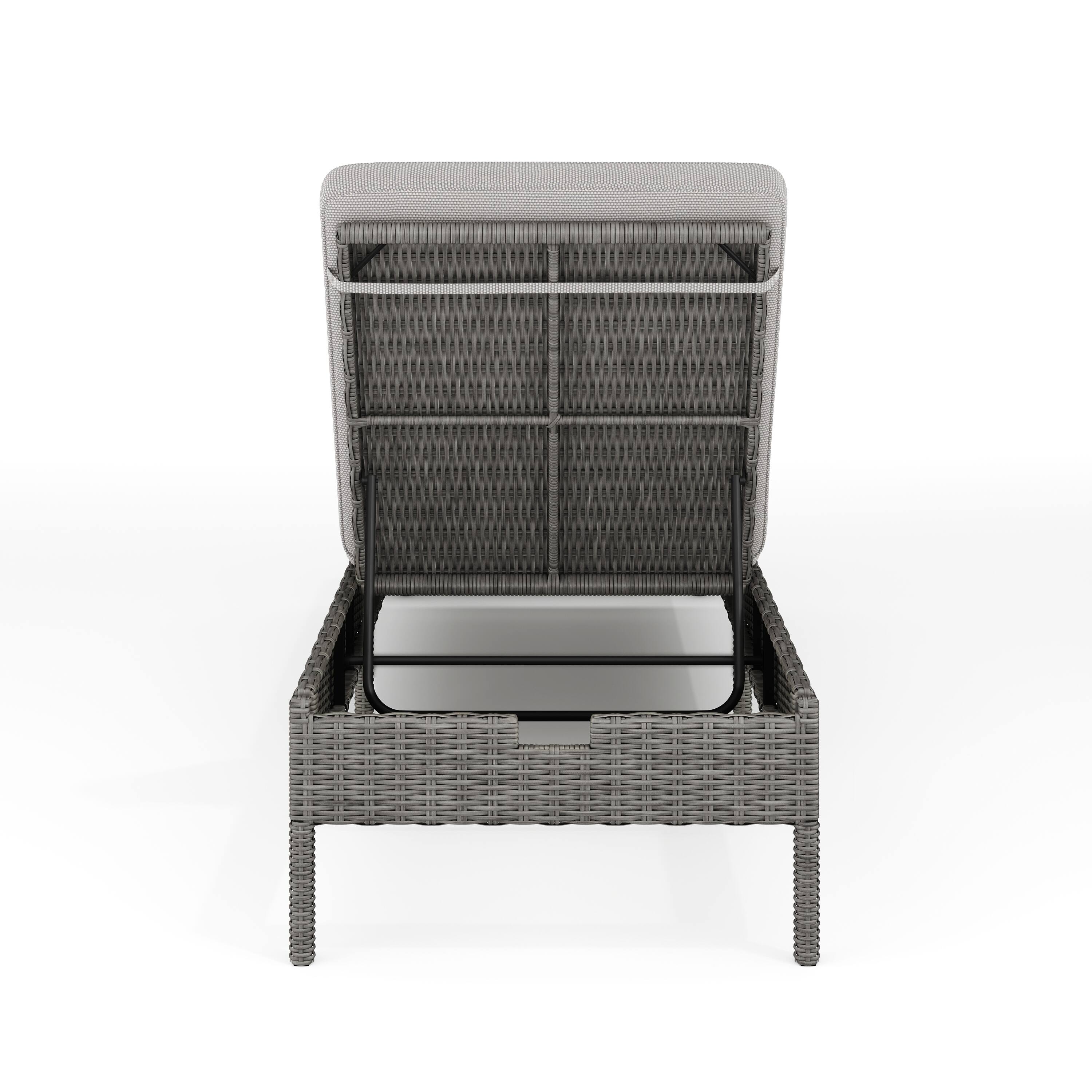 Alt View 8. Martha Stewart - Bedford Outdoor Rattan Wicker Chaise Lounge Chair with All-Weather Cushions - Gray.