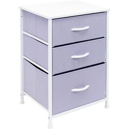 Sorbus - Nightstand with 3 Drawers - Steel Frame, Wood Top &Fabric Bins -Home, Bedroom, Office & College Dorm - Purple