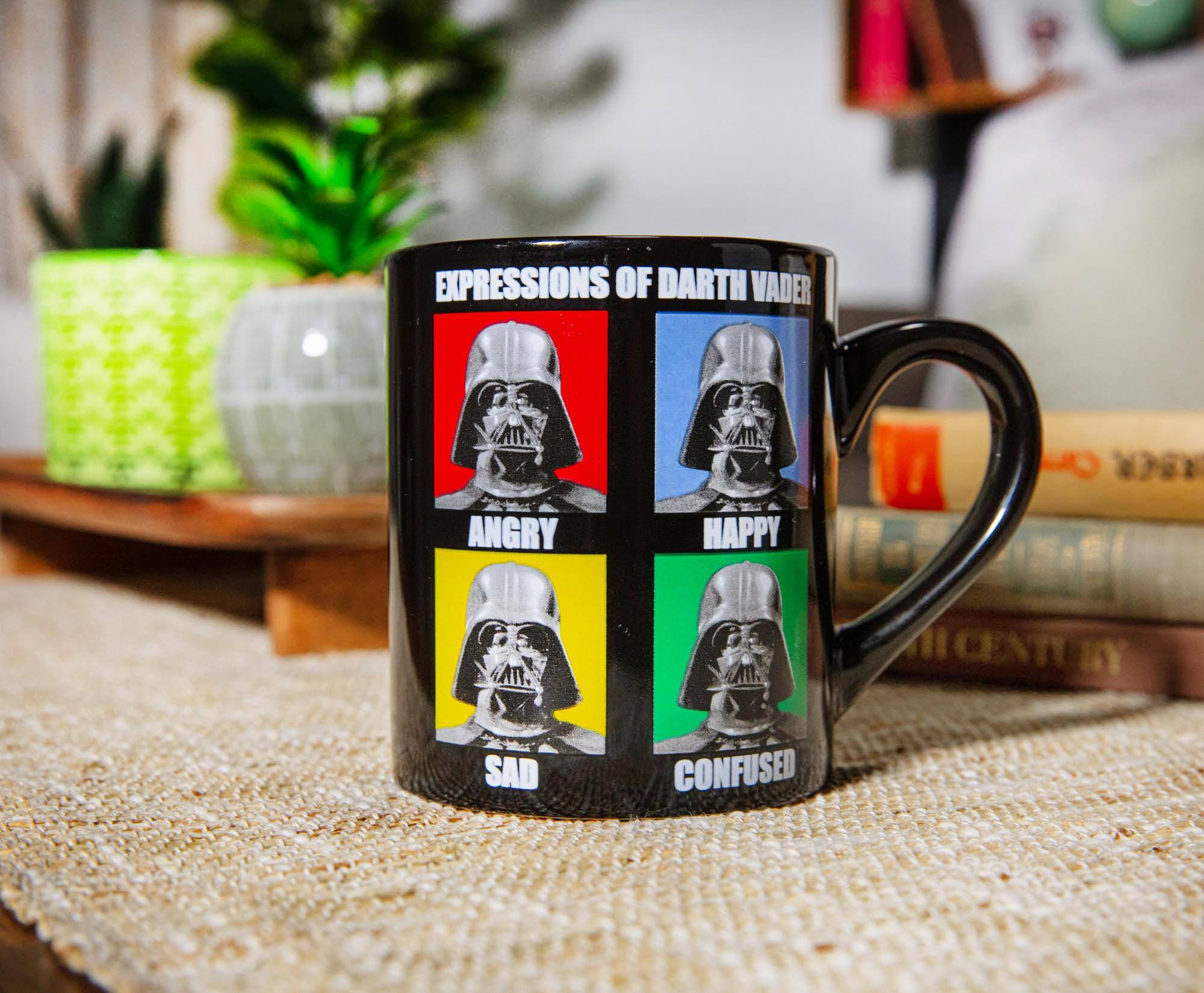 Expressions of Darth Vader

Angry  
Happy  
Sad  
Confused