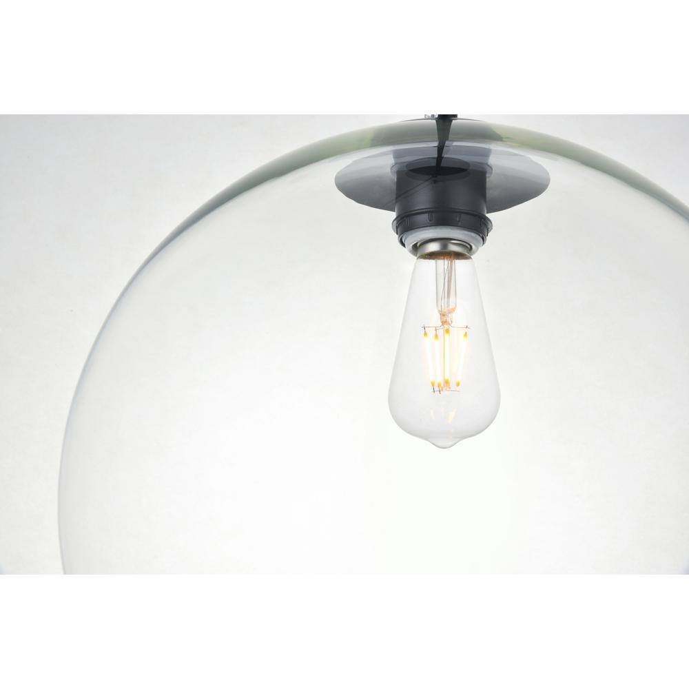 Back. Living District - Baxter 1 Light Black Pendant With Clear Glass - Black And Clear.