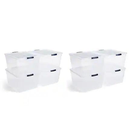 Front. RubberMaid - Rubbermaid Cleverstore 74 Qt Latching Plastic Storage Container & Lid (8 Pack).