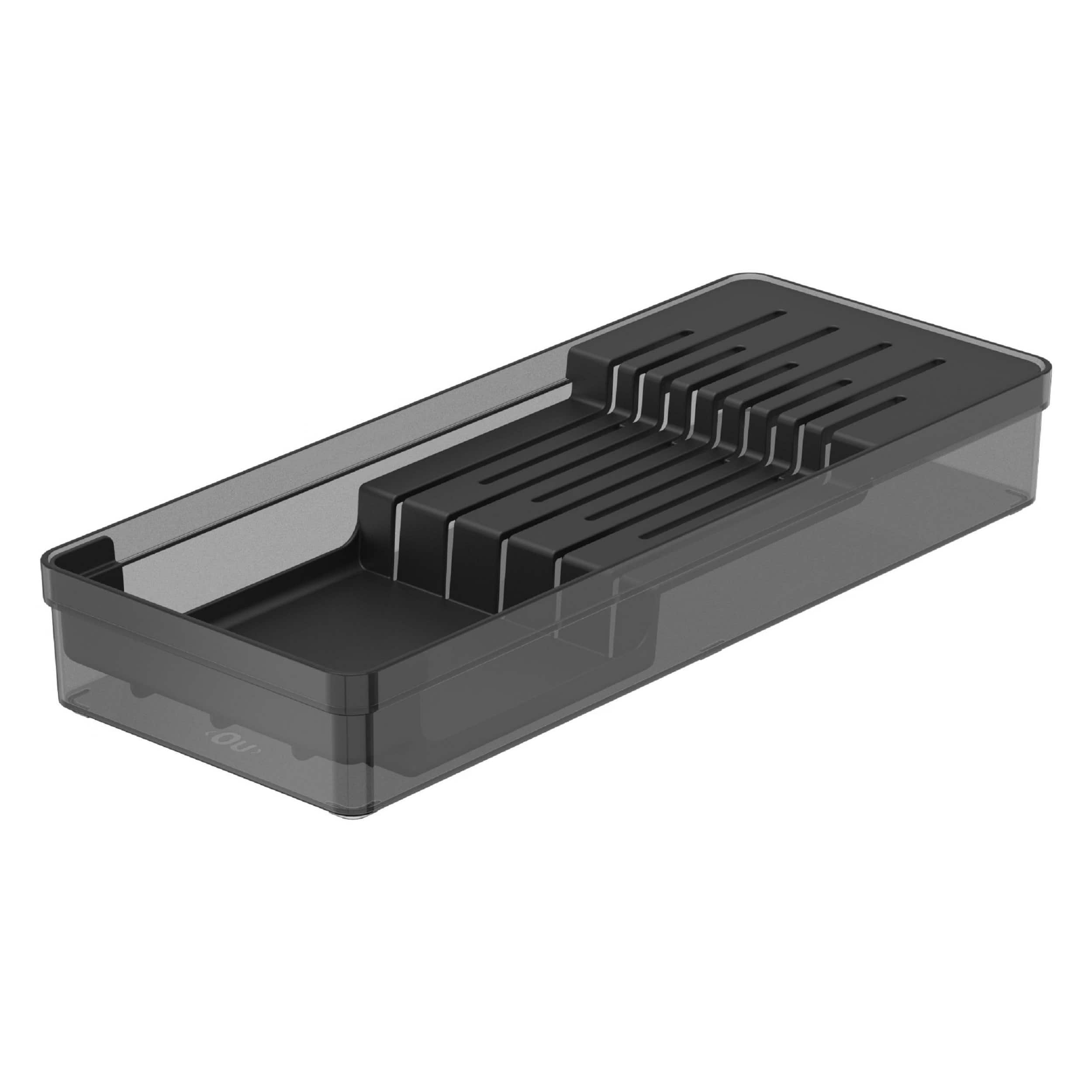 OU - In Drawer Knife Organizer, Compact Knife Holder, Utensil Storage Drawer Insert, Kitchen Organizer - Black