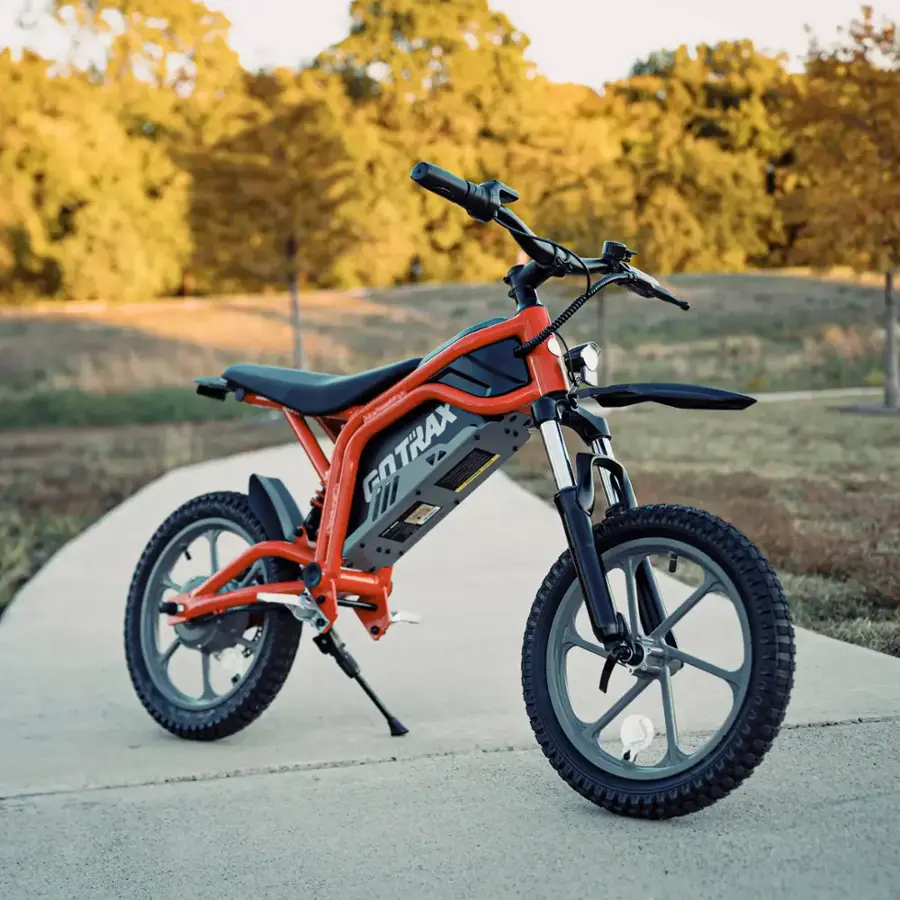 Alt View 4. GoTrax - Fitz 16" Electric Dirt Bike w/15mi Max Range & 15.5 mph Max Speed - Red.