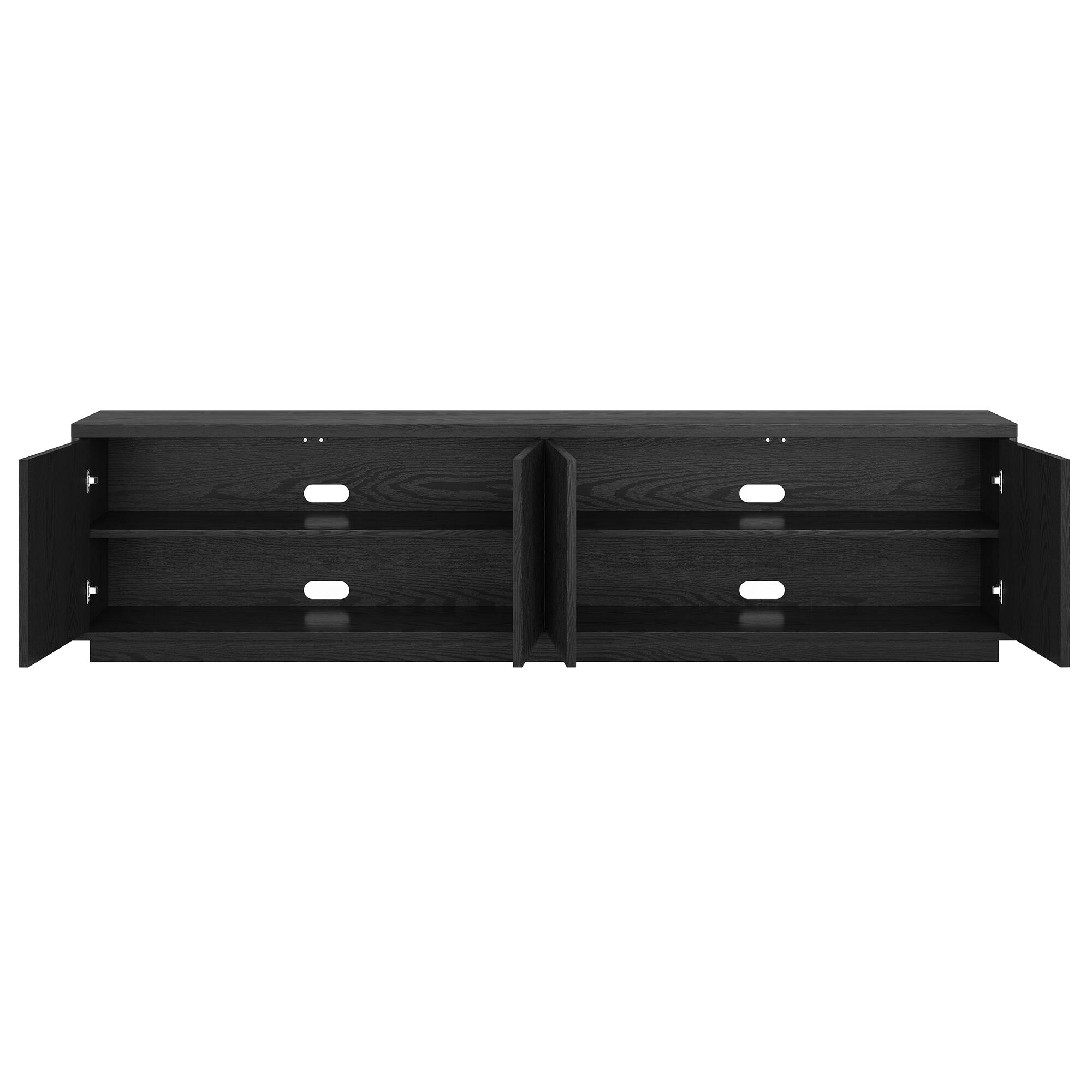 Alt View 1. Hudson&Canal - Hanson Rectangular Fluted TV Stand for TV's up to 85" in Black Grain - Black Grain.