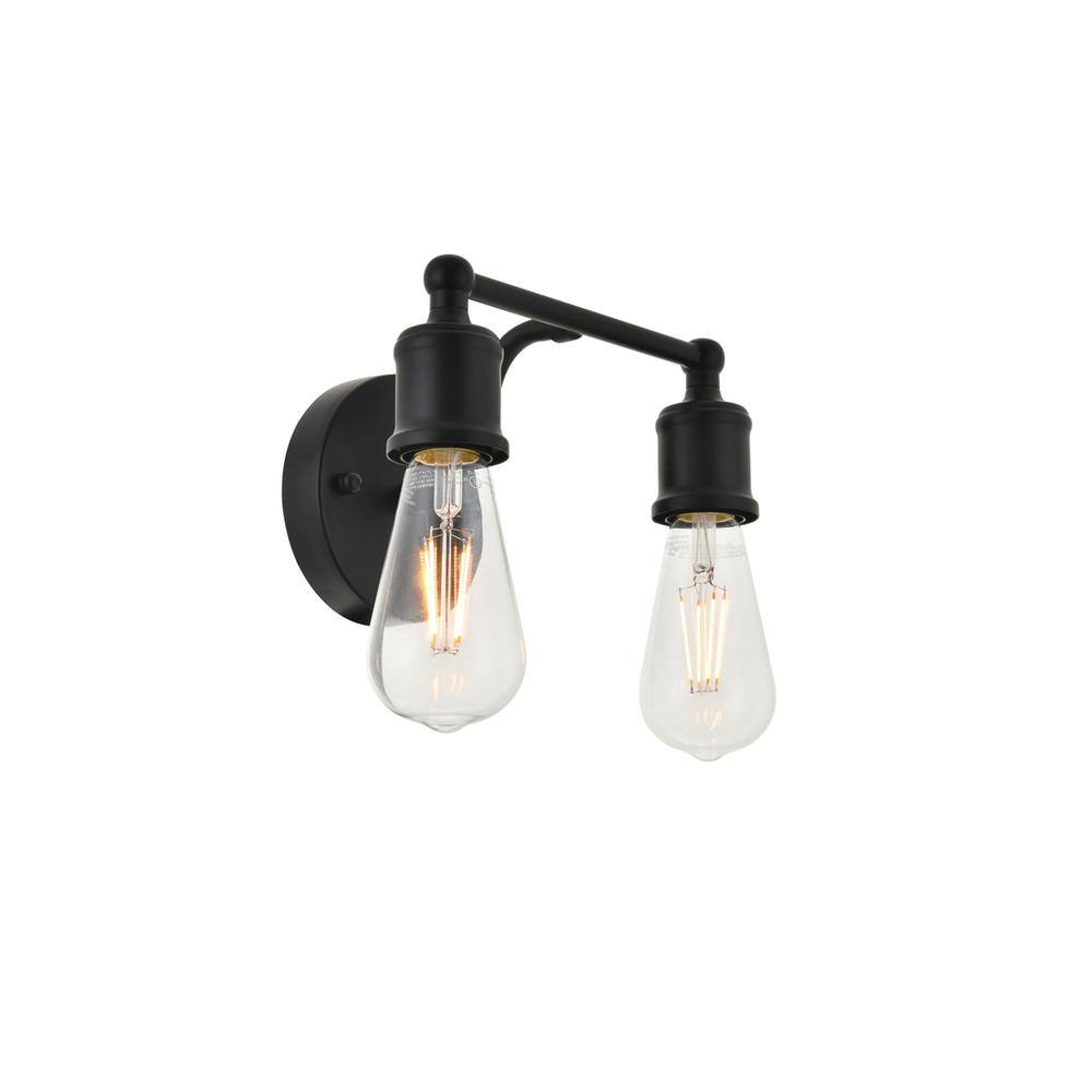 Alt View 7. Living District - Serif 2 light black Wall Sconce - Black.