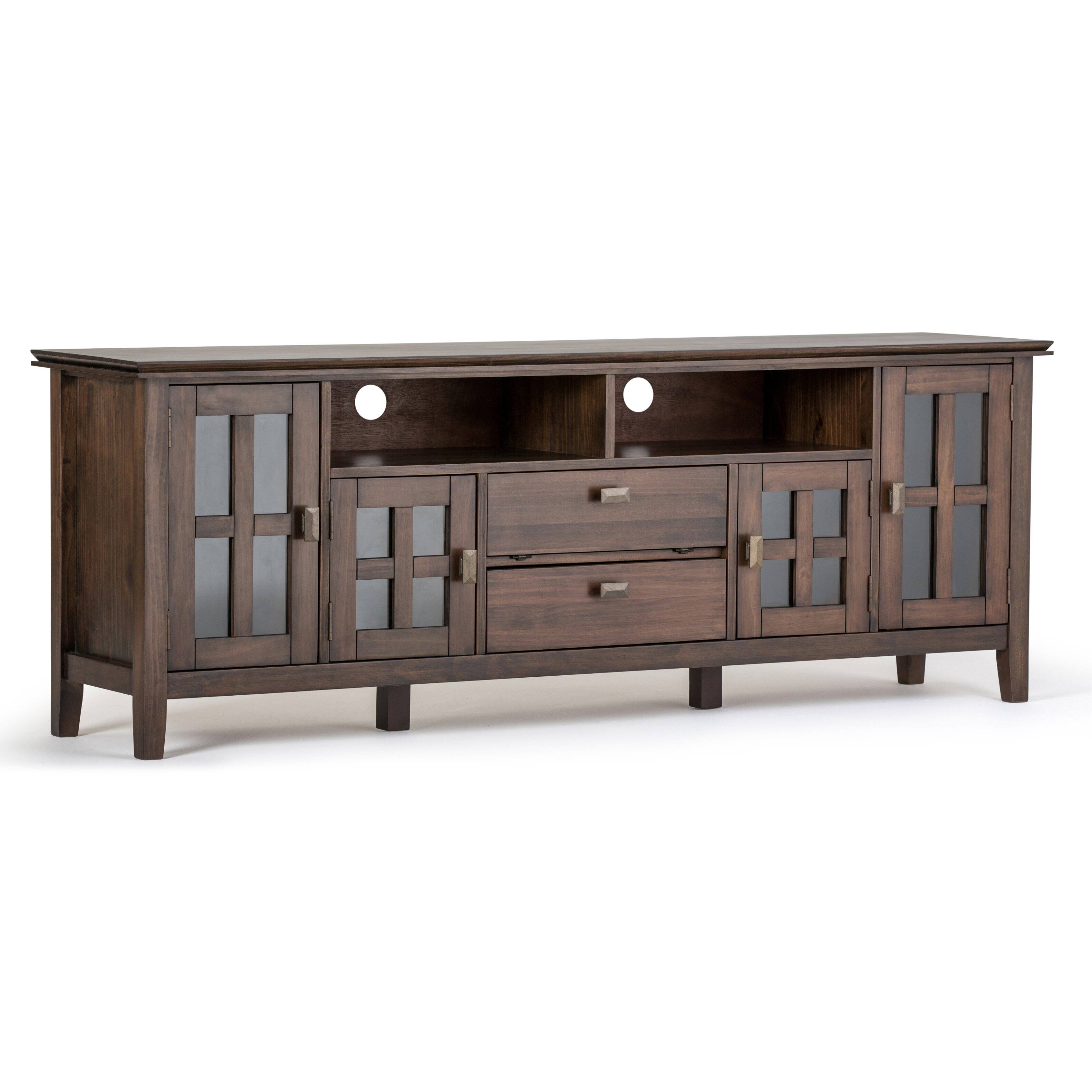 Simpli Home - Artisan SOLID WOOD 72 inch Wide Transitional TV Media Stand For TVs up to 80 inches - Natural Aged Brown