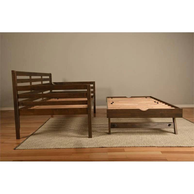 Alt View 1. Hivvago - Hivvago Solid Wood Daybed Frame with Twin Pop-Up Trundle Bed - Walnut.
