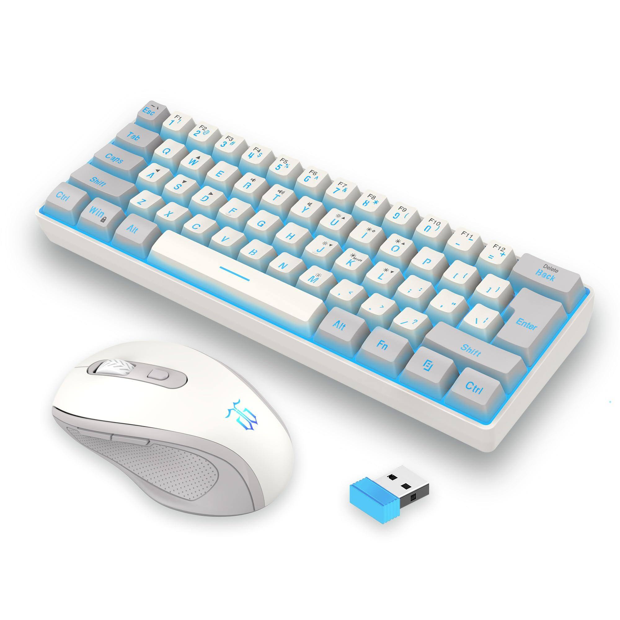 METALTON - And Mouse Combo Include Mini 60 Merchanical Feel Vertical Small Mouse - Grey White Combo