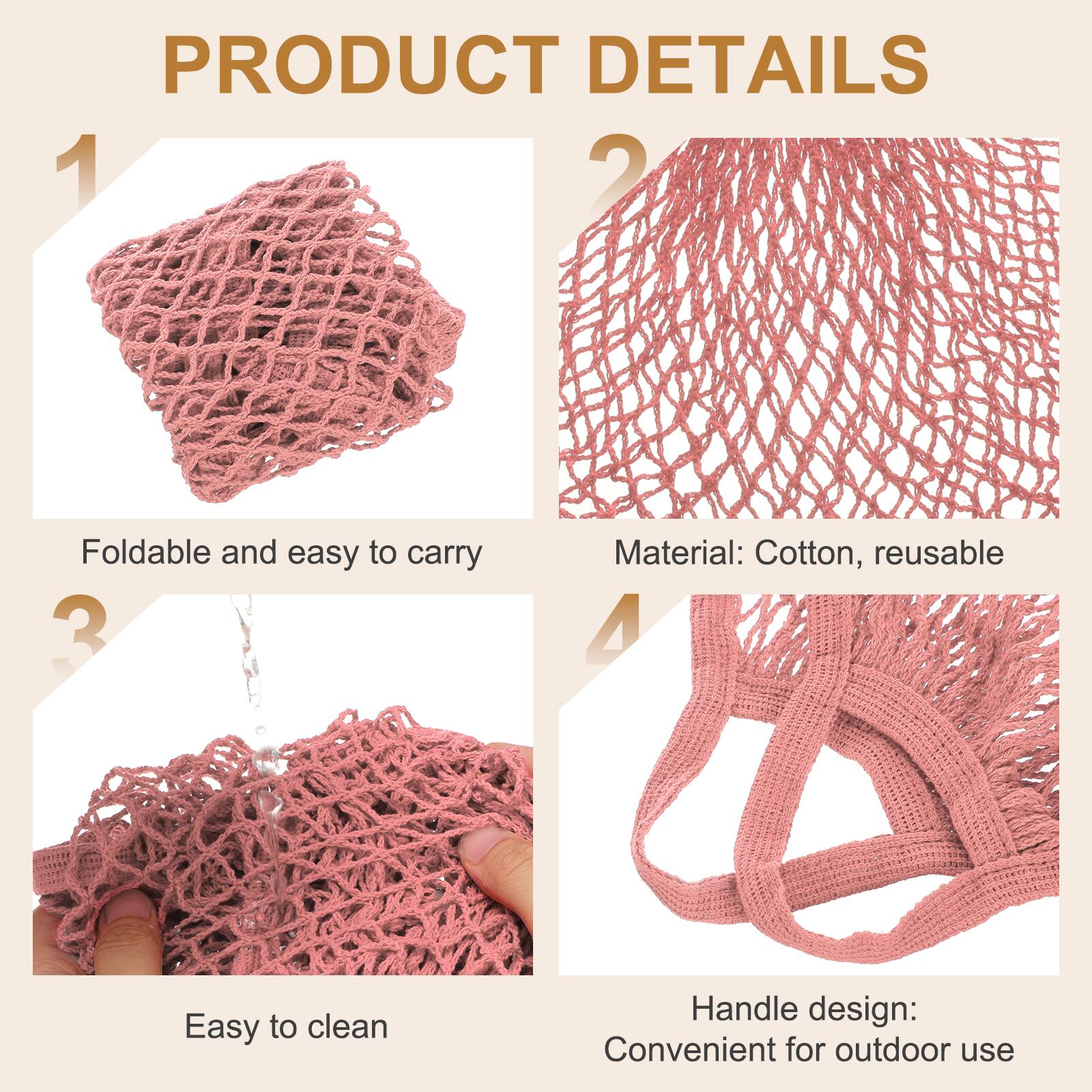 Unique Bargains Reusable Mesh Produce Bag, Washable Net Portable Fruit ...
