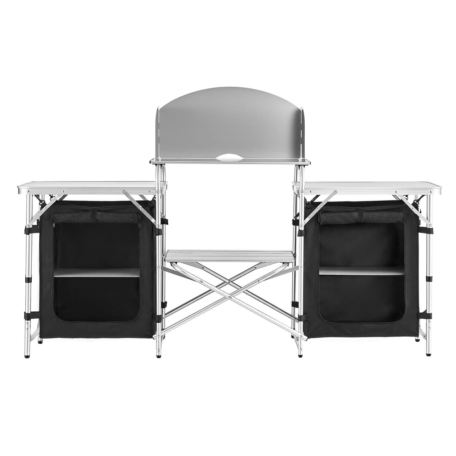Alt View 5. VEVOR - Folding Camping Table, Outdoor Portable Aluminum Lightweight Table, Quick Set-up Kitchen Cook Station - Silver.